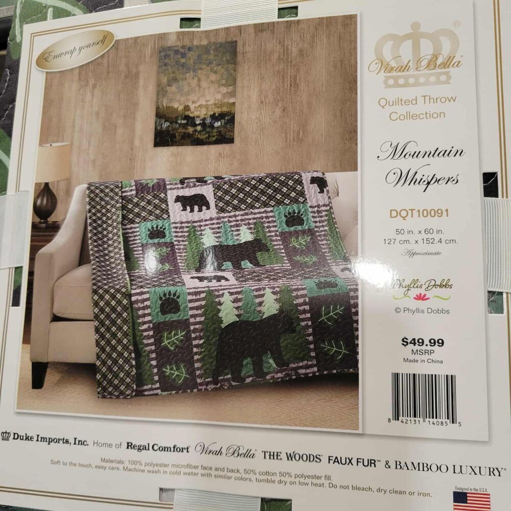 Mountain Whispers 50" x 60" Quilted Throw by Virah Bella & Phyllis Dobbs